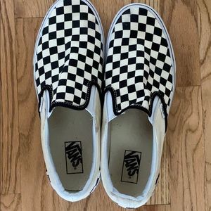 Checkered slip on vans